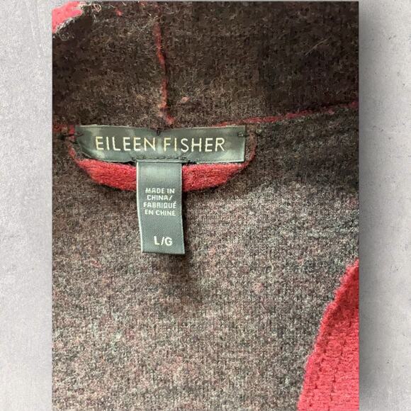 Eileen Fisher Merino Double-Knit Kimono Jacket Womens Large Burgundy Maroon - Picture 5 of 6